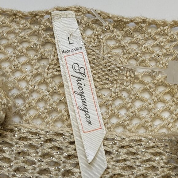 Spicy Sugar Rib Knit Open Knit Sequin Glitter Sweater - Size L - Picture 6 of 8